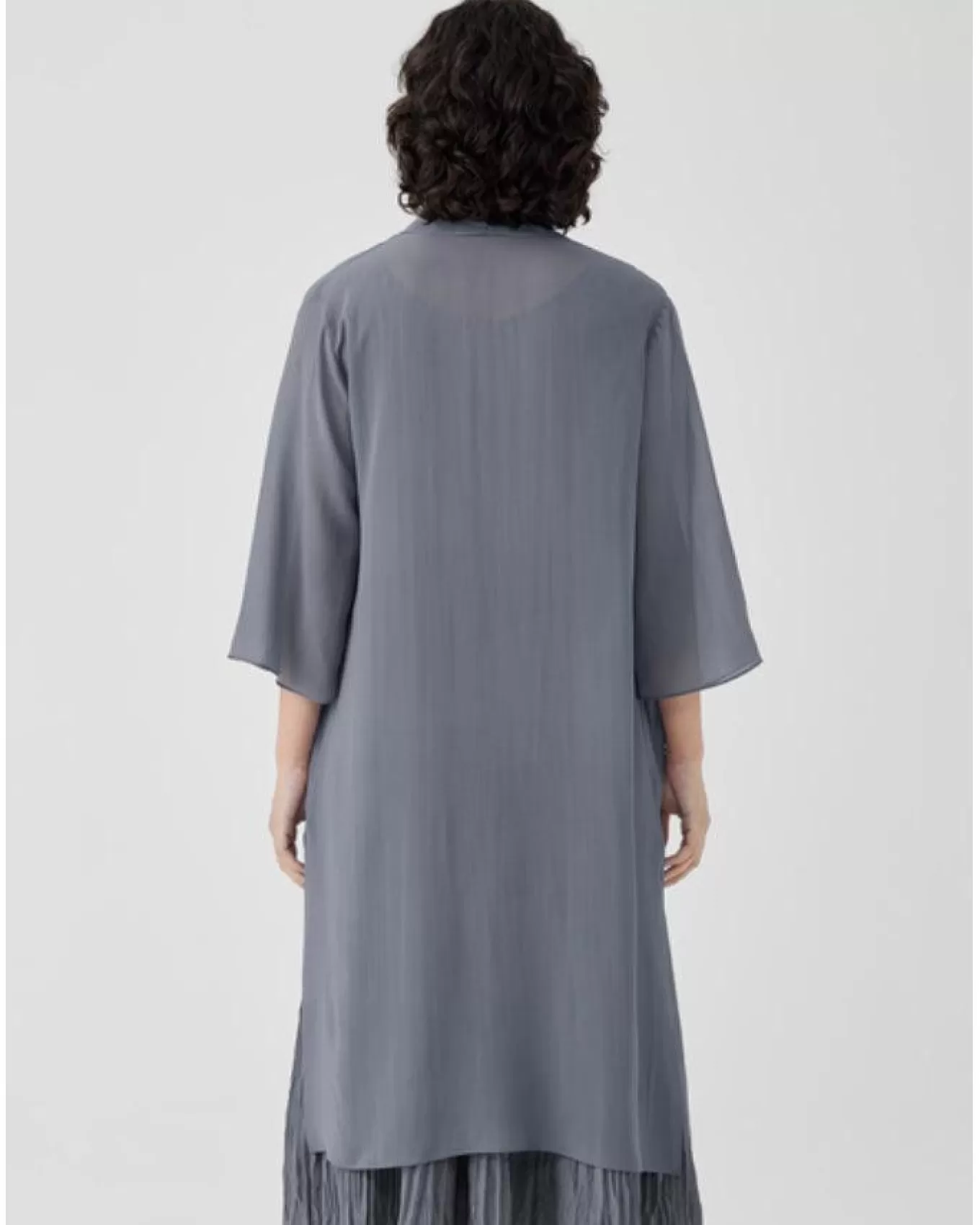 eileen_fisher_sheer_silk_high_collar_long_jacket_2.webp Sheer Silk High Collar Long Jacket<Eileen Fisher Outlet