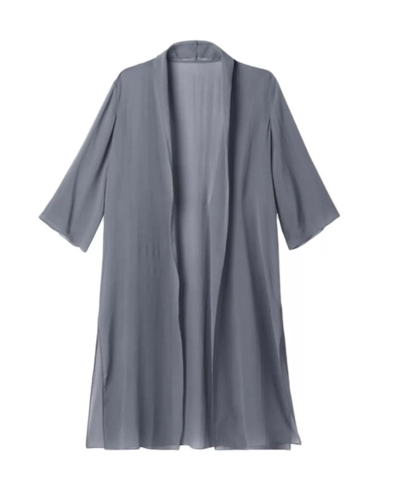 eileen_fisher_sheer_silk_high_collar_long_jacket_4.webp Sheer Silk High Collar Long Jacket<Eileen Fisher Outlet