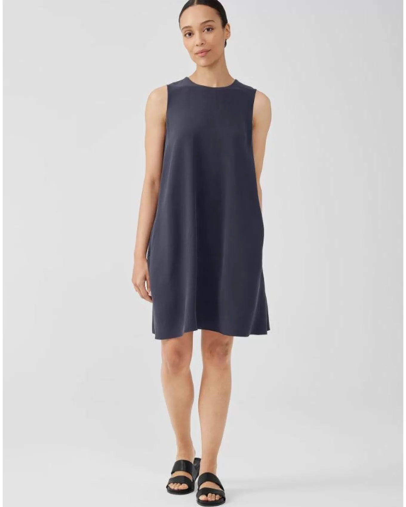 Silk Georgette Crepe Sleeveless Dress<Eileen Fisher Discount