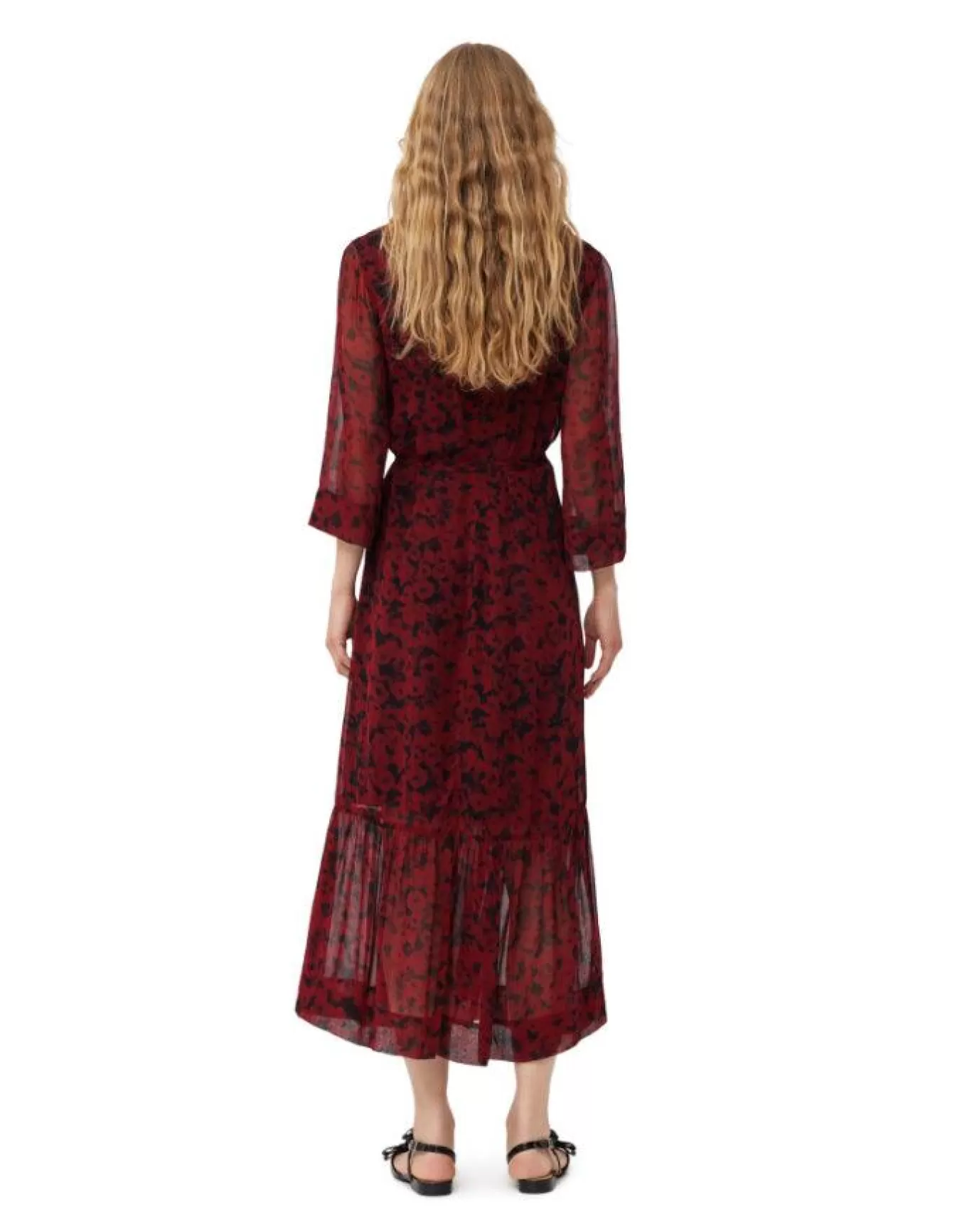 ganni_red_print_georgette_wrap_midi_dress_3.webp Red Print Georgette Wrap Midi Dress<Ganni Sale
