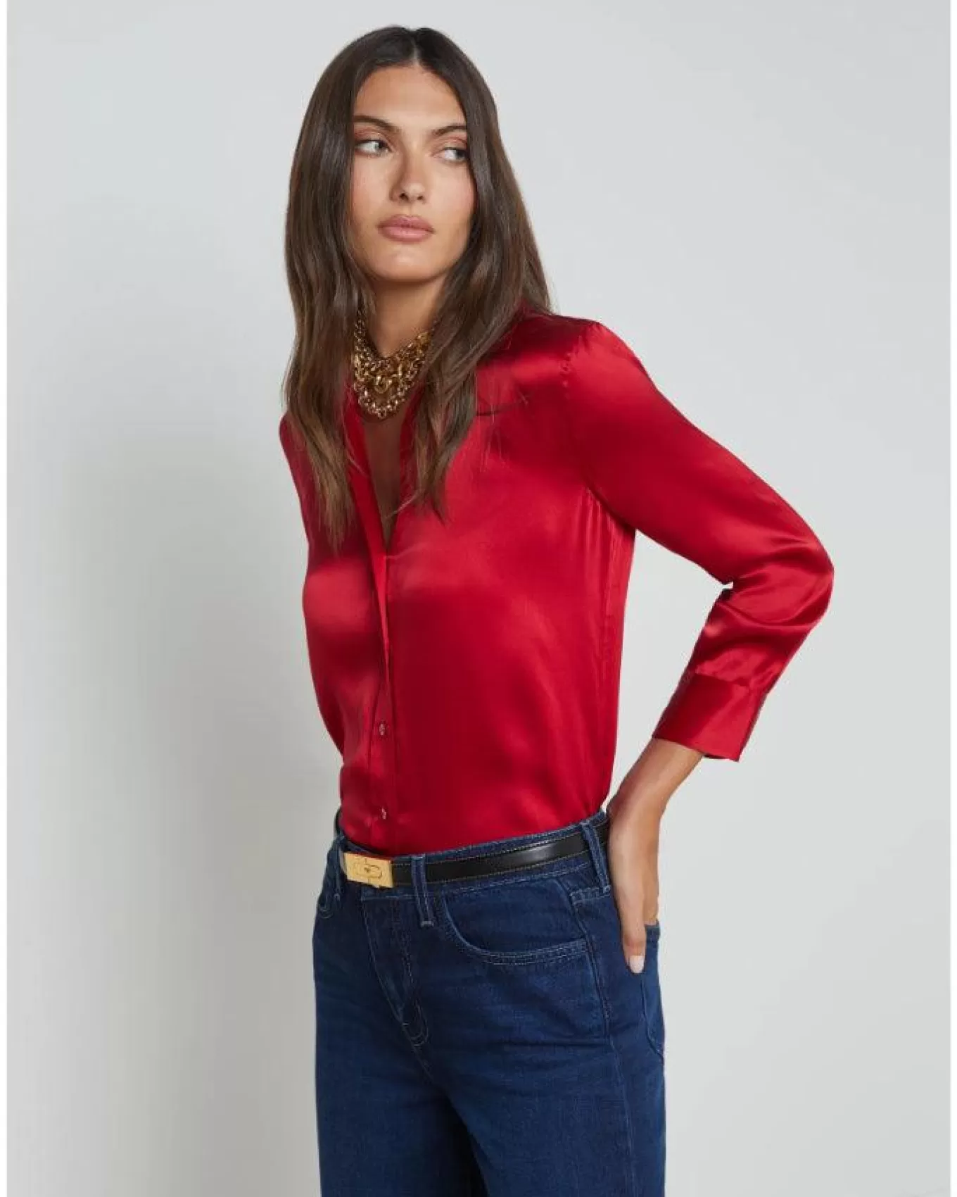 lagence_dani__sleeve_blouse_3.webp Dani 3/4 Sleeve Blouse<L'Agence Hot