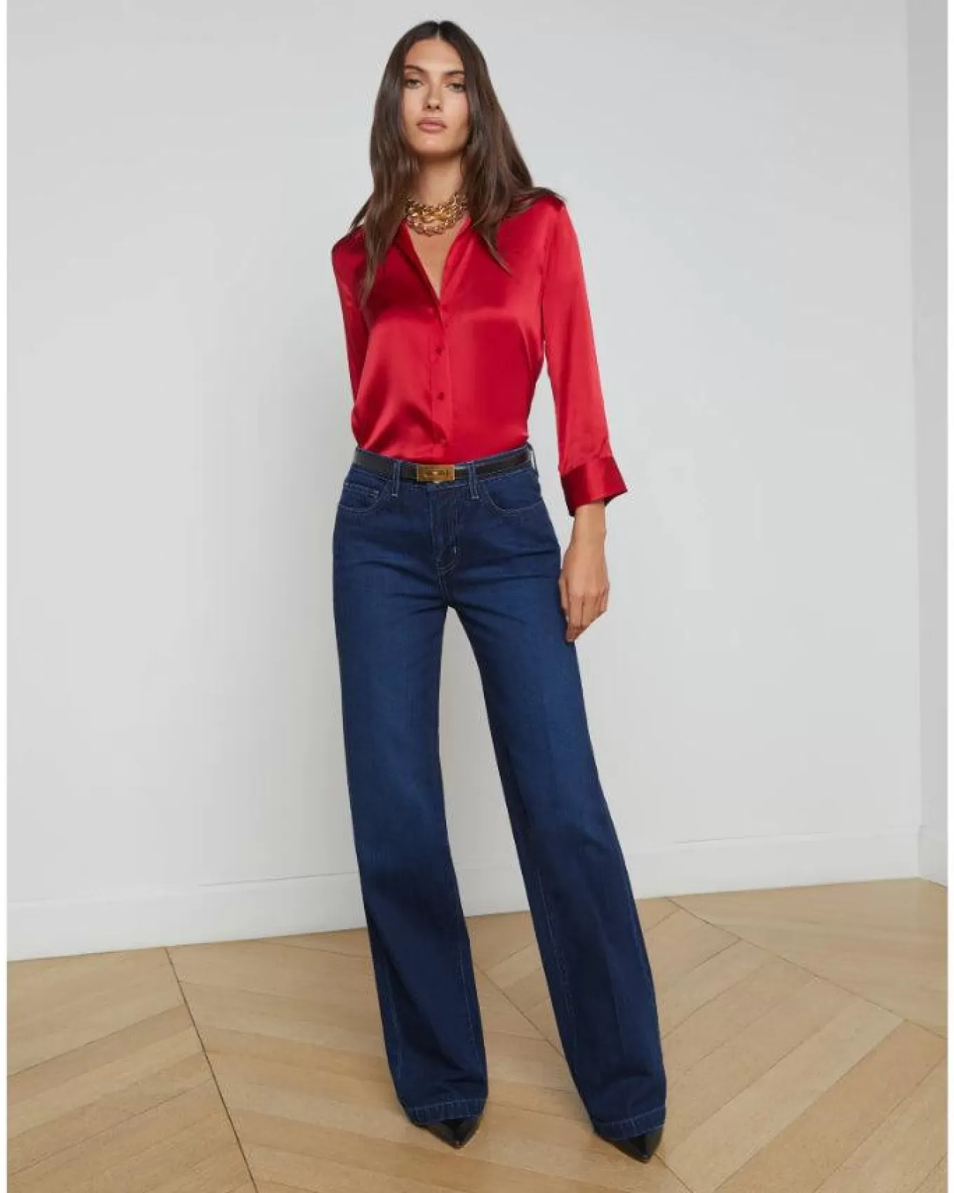 lagence_dani__sleeve_blouse_4.webp Dani 3/4 Sleeve Blouse<L'Agence Hot