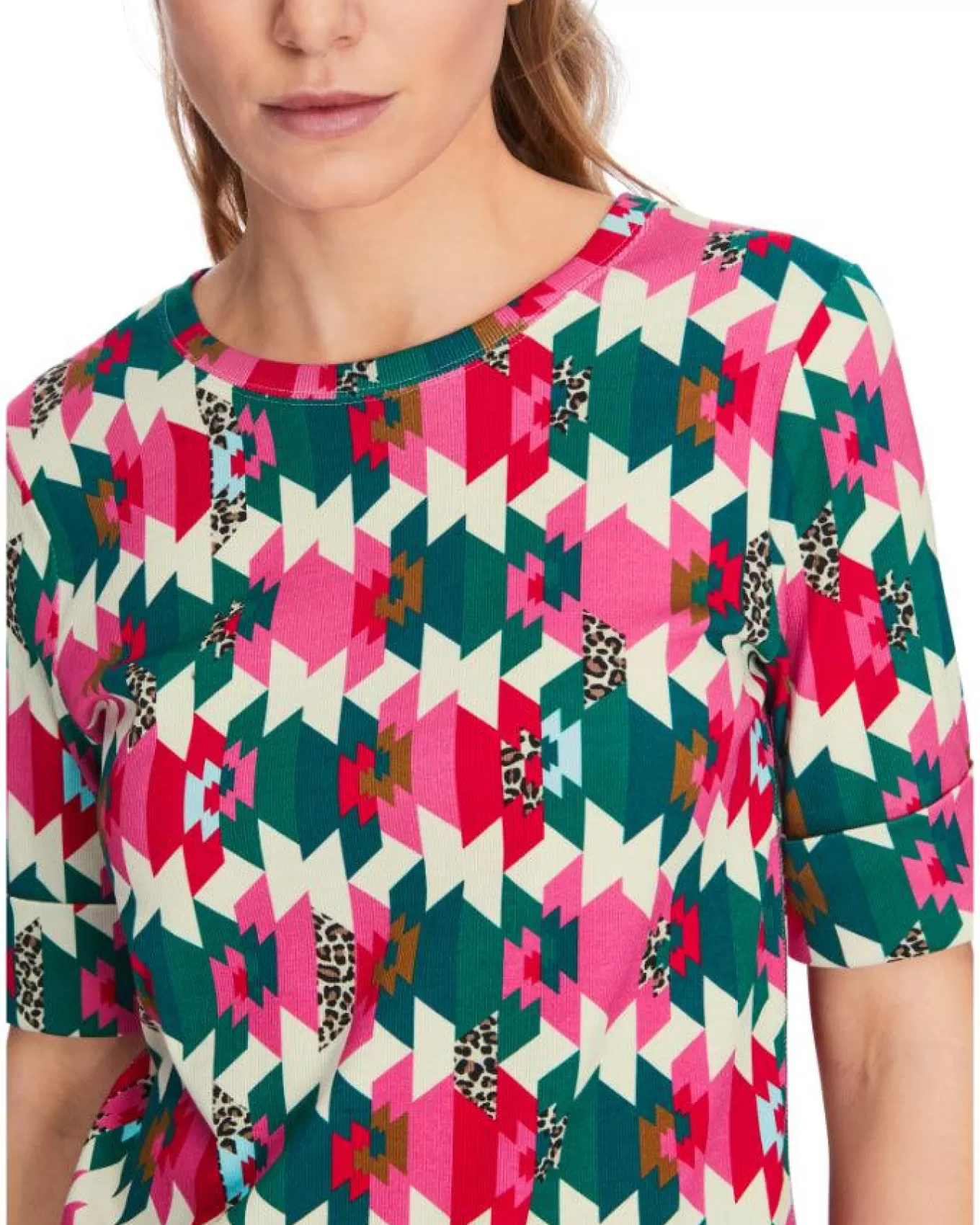 Colorful Print Ribbed Top<Marc Cain New