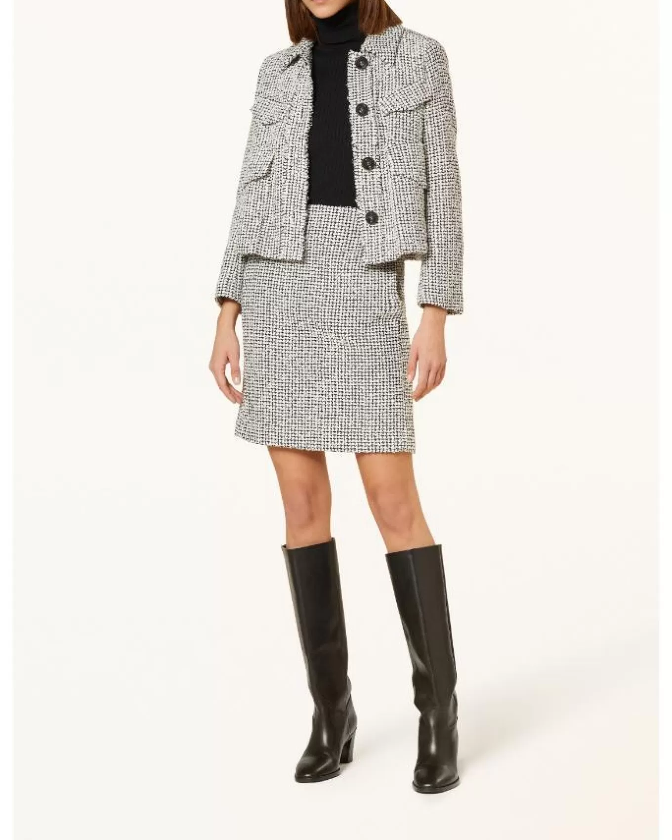Tweed Contrast Knit Pencil Skirt<Luisa Cerano Shop