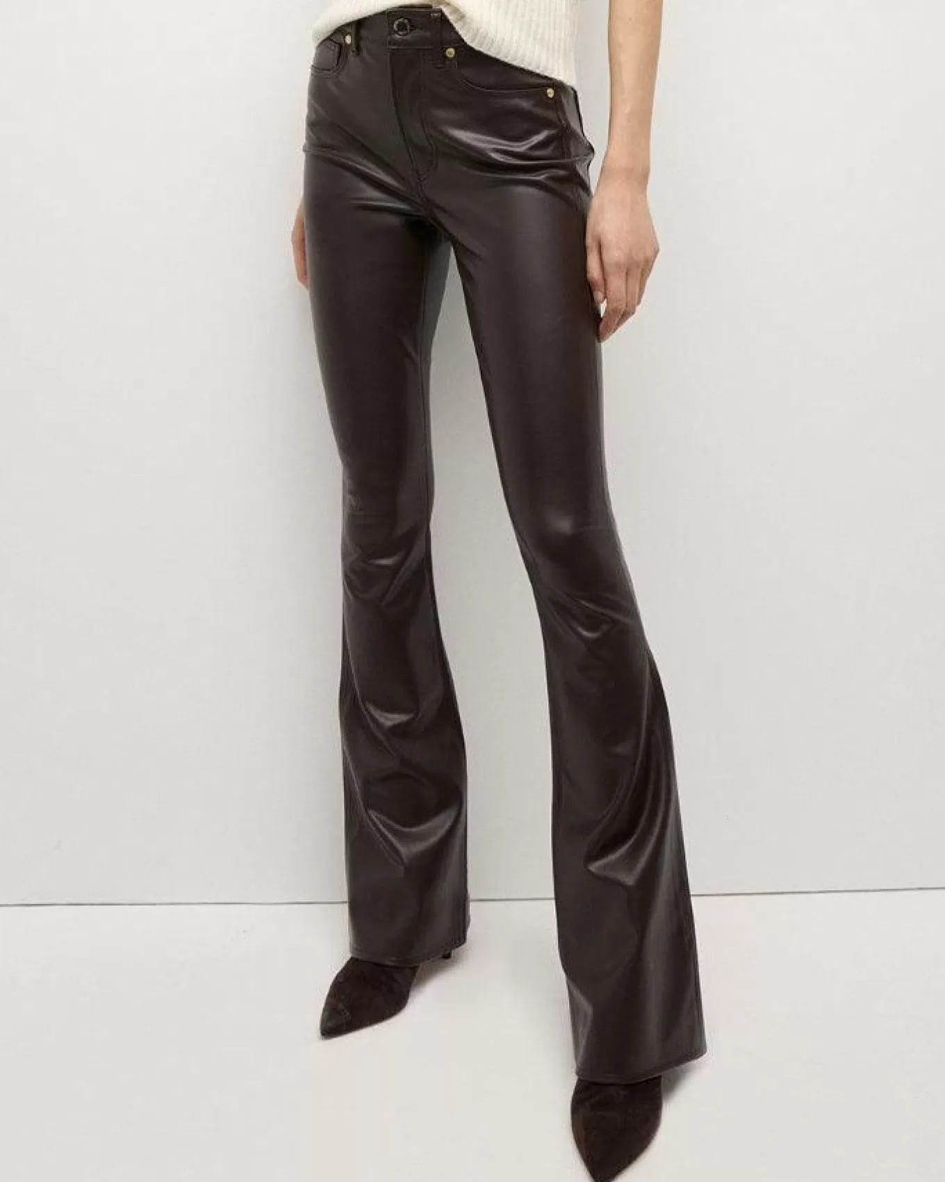Beverly Dark Chocolate Vegan Leather Skinny Flare Pant<Veronica Beard Best Sale
